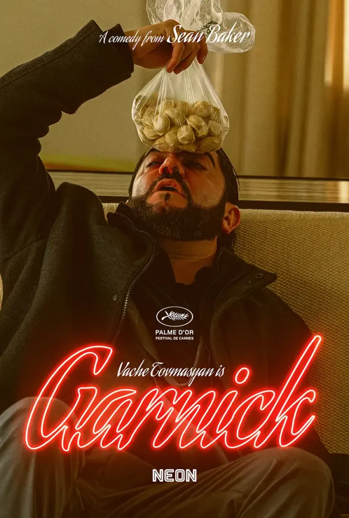 Garnick, played by Vache Tovmasyan, in one of the official character posters for Sean Baker's movie Anora