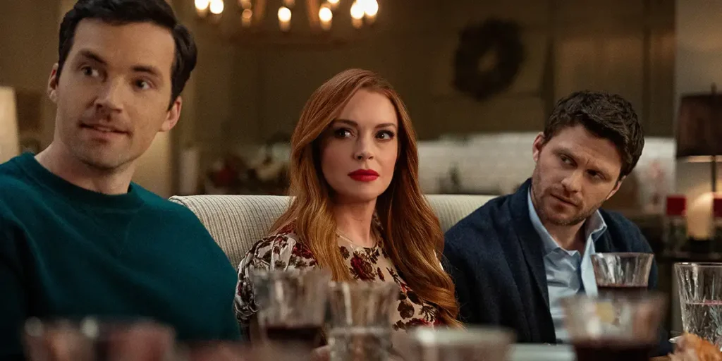 (L-R) Ian Harding as Logan, Lindsay Lohan as Avery and Jon Rudnitsky as Cameron in Our Little Secret