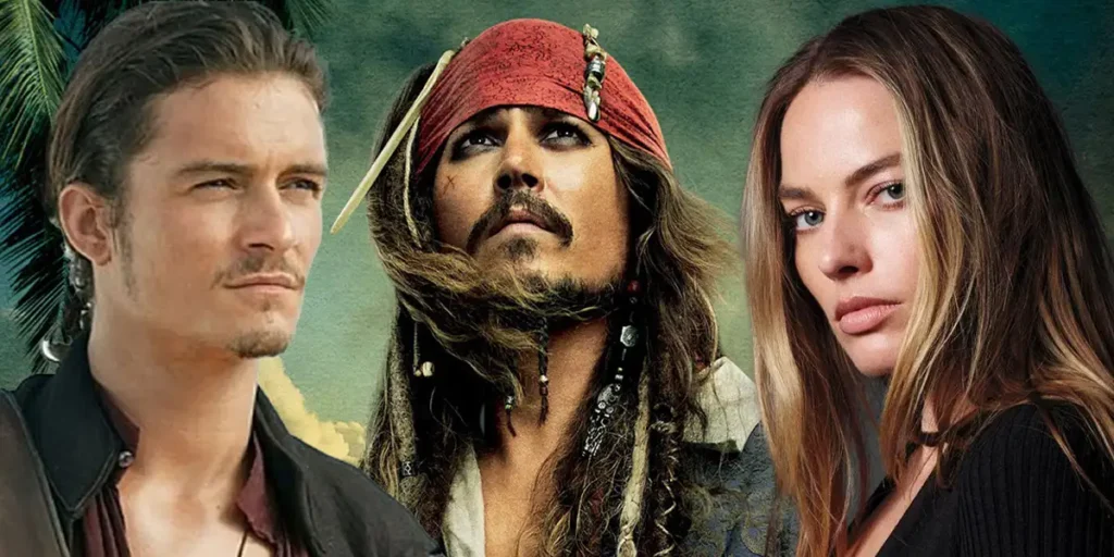 Johnny Depp, Orlando Bloom and Margot Robbie, three actors who might star in Pirates of the Caribbean 6