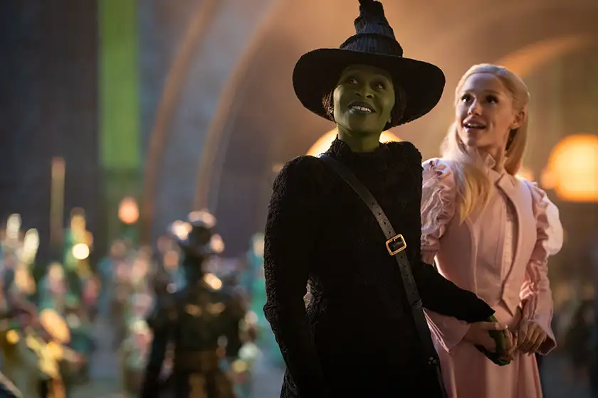 Cynthia Erivo is Elphaba and Ariana Grande is Glinda in the movie "Wicked", directed by Jon M. Chu