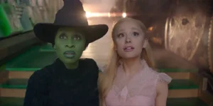 Cynthia Erivo is Elphaba and Ariana Grande is Glinda in the movie "Wicked", directed by Jon M. Chu