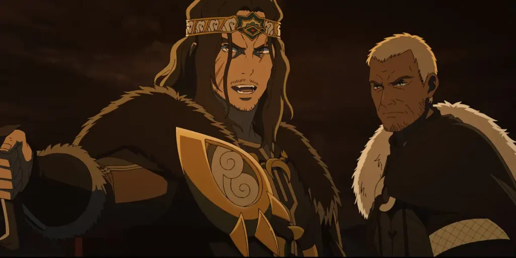 WULF voiced by LUKE PASQUALINO and GENERAL TARGG voiced by Michael Wildman in “THE LORD OF THE RINGS: THE WAR OF THE ROHIRRIM"