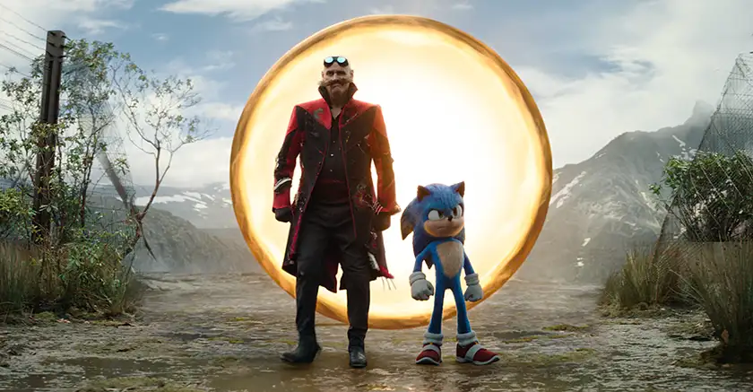 Jim Carrey as Ivo Robotnik and Sonic (Ben Schwartz) in Sonic the Hedgehog 3