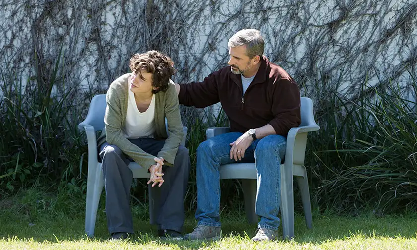 Timothée Chalamet and Steve Carell in Beautiful Boy