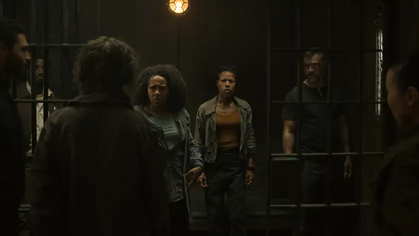 Christian Ochoa, Harriet Walter, Chinaza Uche, Clare Perkins, Remmie Milner, Shane McRae and Angela Yeoh in Silo Season 2 Episode 10, which we recap and review