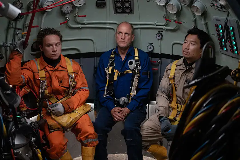 Finn Cole, Woody Harrelson and Simu Liu in Last Breath (2025)