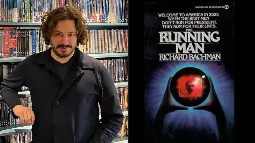 Director Edgar Wright and the book The Running Man, from which one of 5 Upcoming 2025 Movies Based on Books will be made