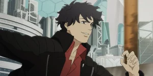 A boy runs, grinning, in a still from the Adult Swim show Lazarus