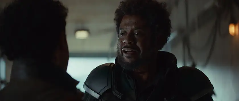 (L-R) Saw Gererra (Forest Whitaker) and Wilmon Paak (Muhanned Bhaier) in Lucasfilm's ANDOR Season 2 Chapter 2 (Episodes 4-6)