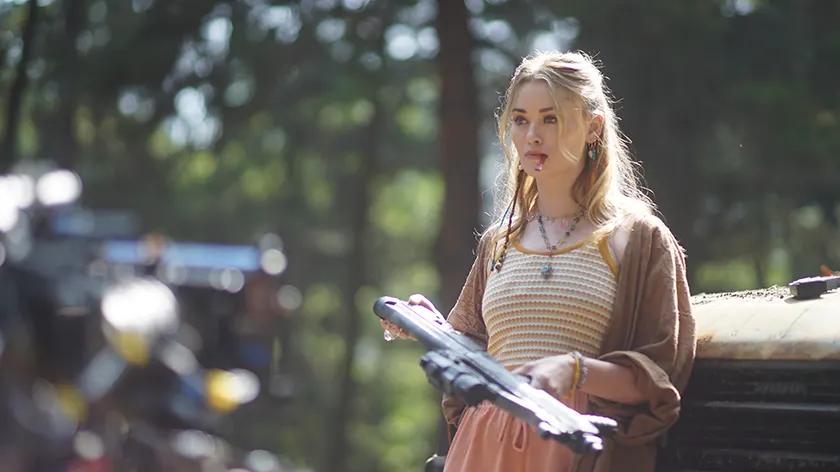 Virginia Gardner as “Thalia” in A Breed Apart (2025)