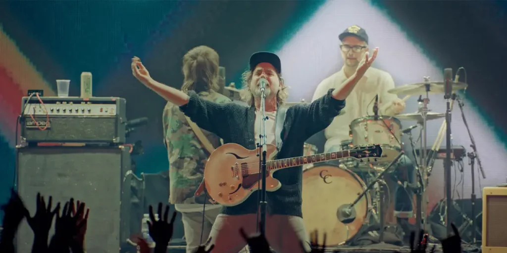 Kevin Drew in a photo of the 20th anniversary show of You Forgot It In People at History in Toronto, Canada, from the film It’s All Gonna Break