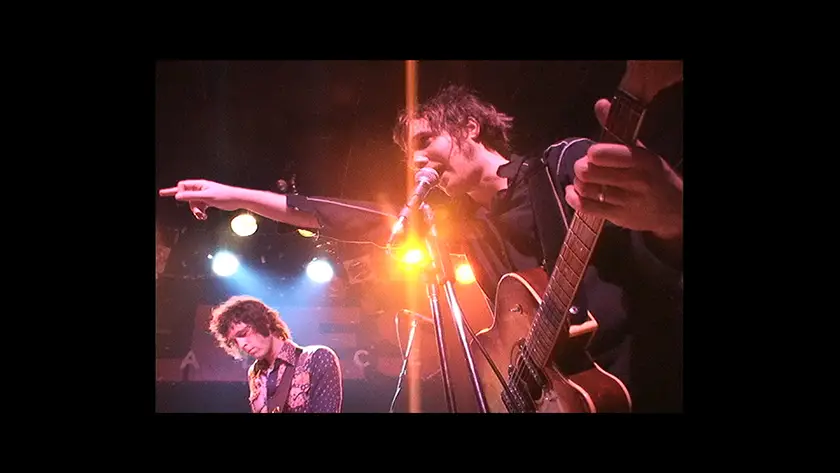 Kevin Drew and Jason Collett in a photo of early live performances at Lee’s Palace, from the film It’s All Gonna Break