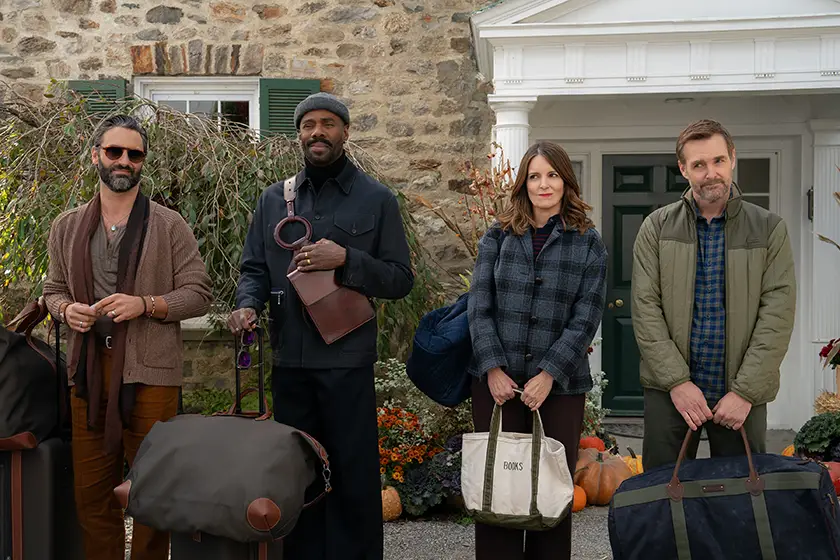 (L to R) Marco Calvani as Claude, Colman Domingo as Danny, Tina Fey as Kate, and Will Forte as Jack in Episode 106 of The Four Seasons.