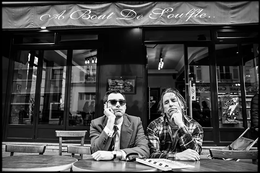 Guillaume Marbeck and Richard Linklater in Nouvelle Vague
