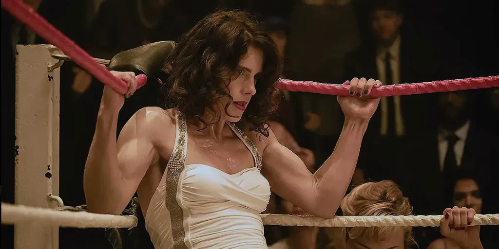 Emily Bett Rickards as Mildred Burke in Queen of the Ring