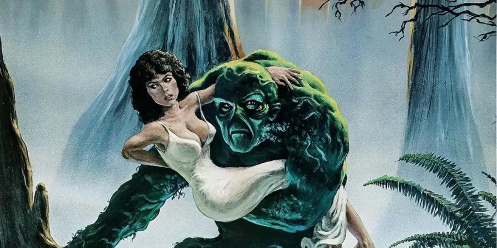Adrienne Barbeau and Dick Durock on the poster of Swamp Thing (1982)