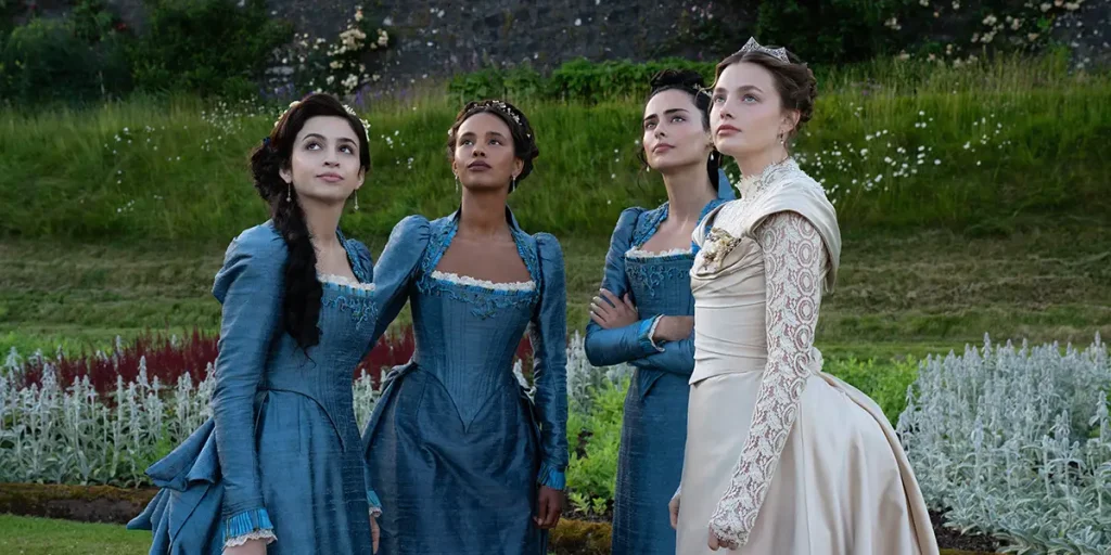 Josie Totah, Alisha Boe, Aubri Ibrag and Kristine Frøseth in The Buccaneers Season 2