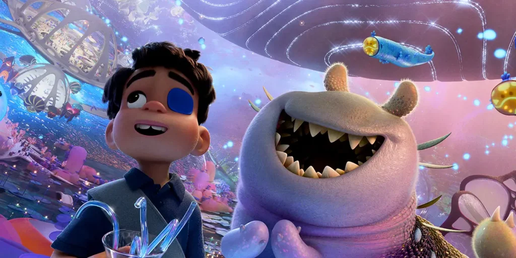 Elio (voice of Yonas Kibreab) and Glordon (voice of Remy Edgerly) in Disney and Pixar’s “Elio”