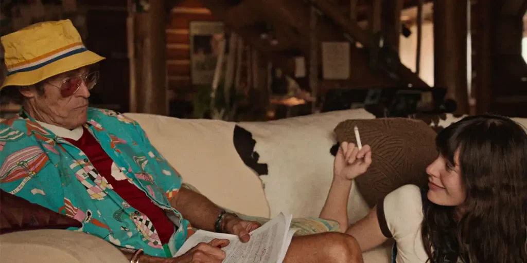 Willem Dafoe and Camila Morrone in a still from Patricia Arquette's movie Gonzo Girl