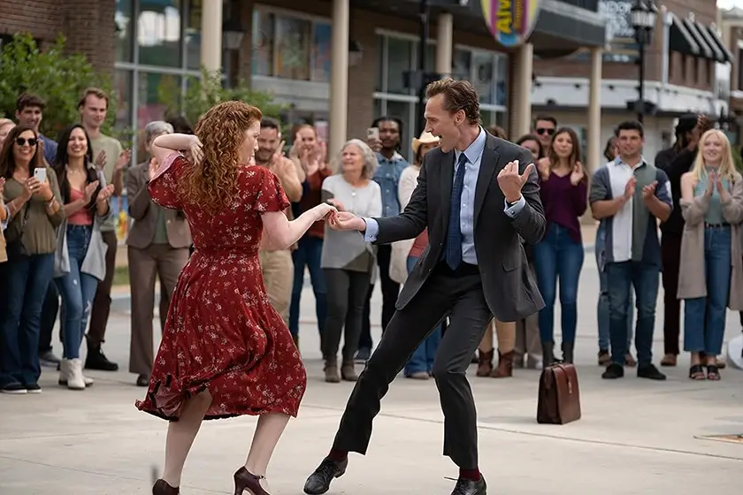 Karen Gillan and Tom Hiddleston in The Life of Chuck, whose movie and ending are explained in this article