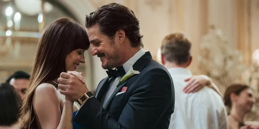 Dakota Johnson and Pedro Pascal in Materialists