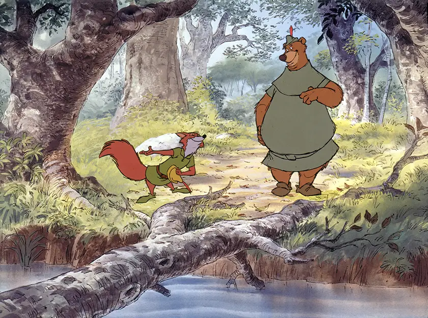 Robin Hood bows to Little John in Robin Hood, one of the most underrated animated movies according to Loud And Clear Reviews
