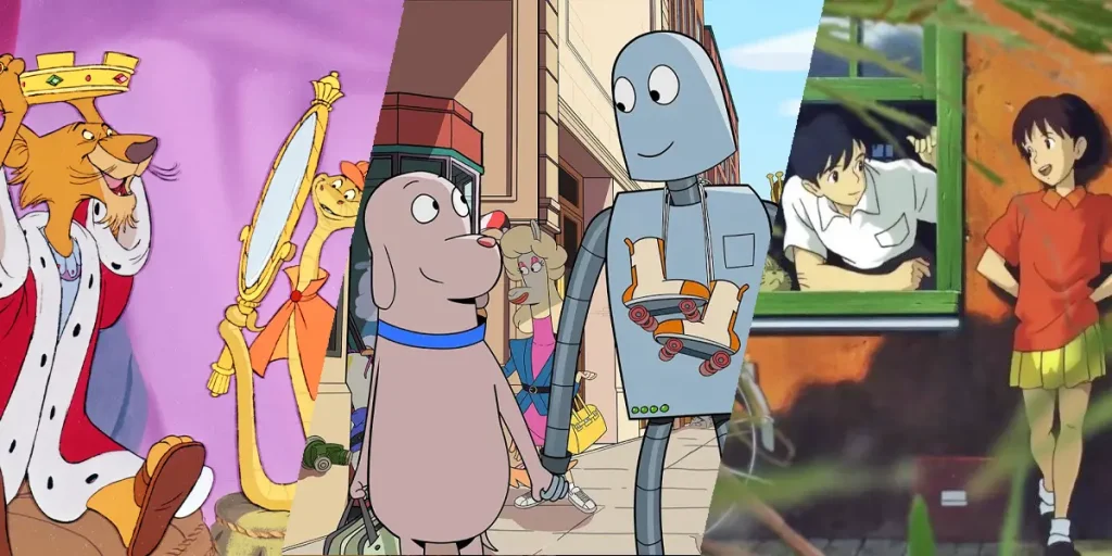 Stills from Robin Hood, Robot Dreams, and Whispers of the Heart