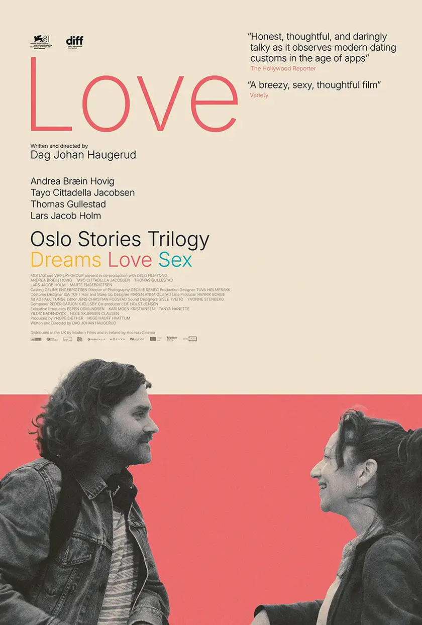 poster for Dag Johan Haugerud's "Love," one of the "Oslo Stories Trilogy: Dreams Love Sex" in Loud And Clear Reviews' exclusive poster reveal
