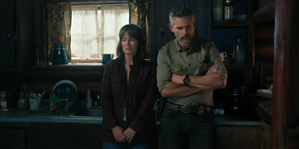(L to R) Rosemarie DeWitt as Jill Bodwin and Eric Bana as Kyle Turner in episode 101 ofthe Netflix series Untamed