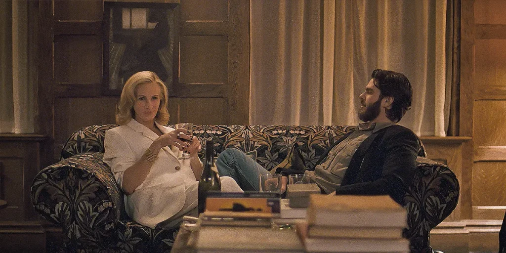 (L to R) Julia Roberts as Alma and Andrew Garfield as Hank in After the Hunt