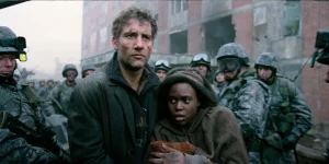 Clive Owen and Clare-Hope Ashitey in Children of Men