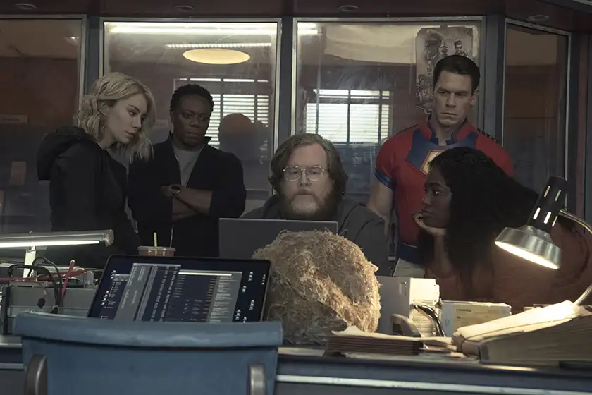 Jennifer Holland, Chukwudi Iwuji, Steve Agee, John Cena and Danielle Brooks in episode 6 of Peacemaker season 1, which we recap in this article 