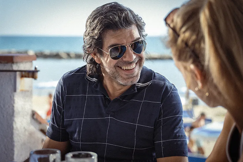 Pierfrancesco Favino in a still from My Tennis Maestro (Il Maestro), whom we interview together with director Andrea di Stefano