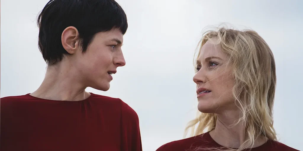 Emma Corrin and Maika Monroe in 100 Nights of Hero