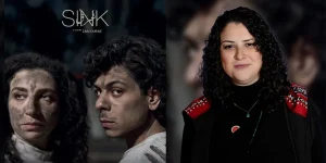 Director Zain Duraie and the poster for the film Sink, which we interview her about