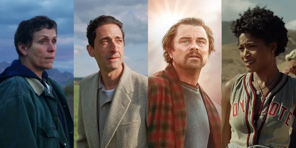 Stills from Nomadland, The Brutalist, One Battle After Another and Nope, four of the Most Important Movies of the 2020s according to Loud And Clear Reviews