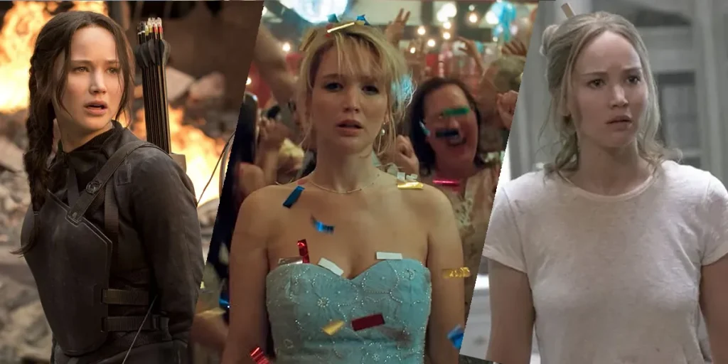 Jennifer Lawrence in The Hunger Games, Die My Love and Mother!, three of her top 5 best performances ranked from worst to best by Loud and Clear Reviews