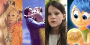 Stills from The Last Showgirl, La La Land, The Quiet Girl and Inside Out, four of the best movies to watch when you feel bittersweet according to Loud And Clear Reviews