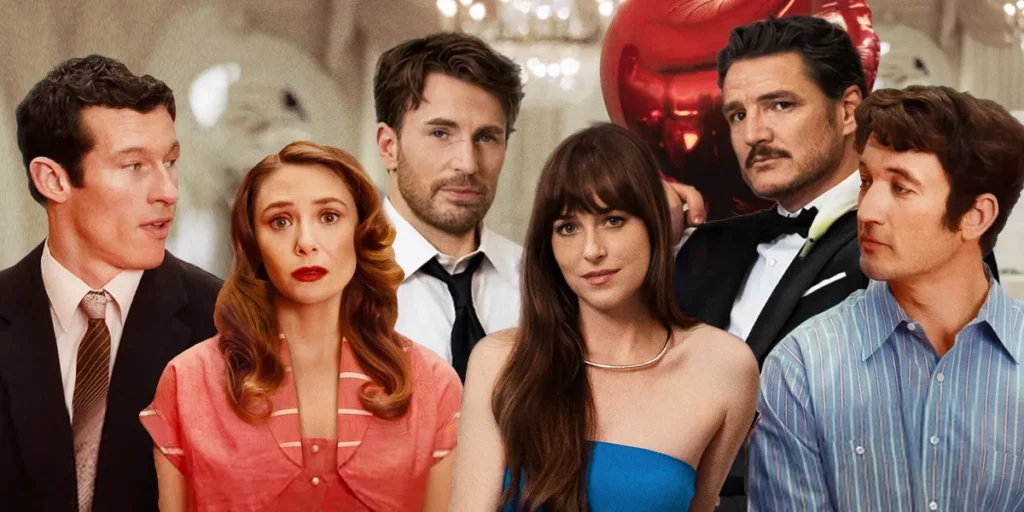 The main characters of Eternity and Materialists, two movies that look at the state of romance in 2025