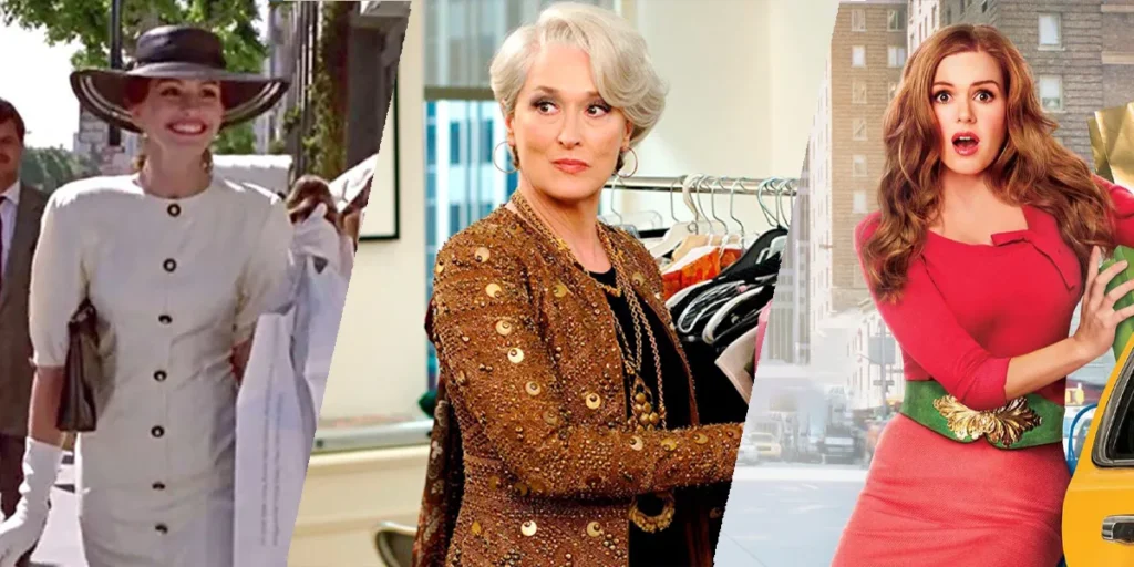 Stills from Pretty Woman, The Devil Wears Prada, and Confessions of a Shopaholic