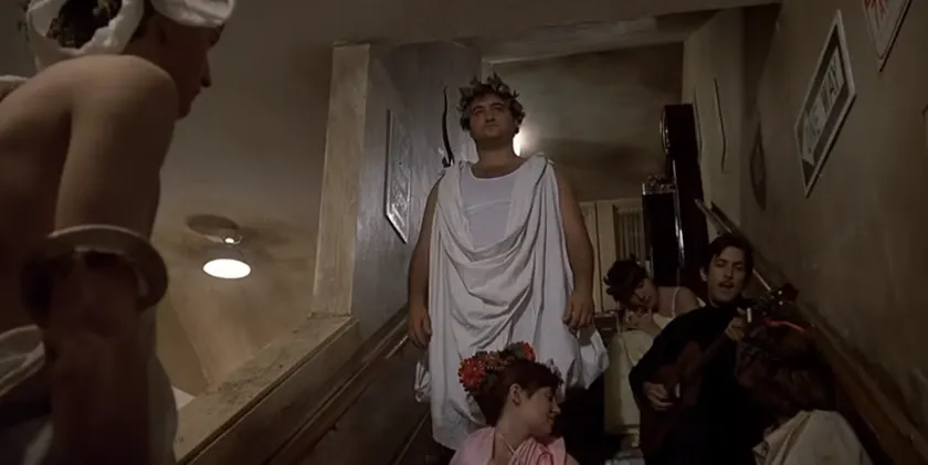 John Belushi at the toga party in Animal House