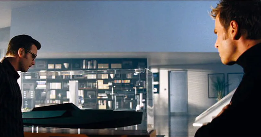 Ewan McGregor looks at the yacht in The Island