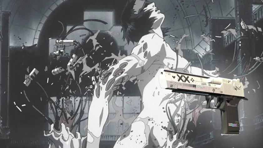 The Desert Eagle | Printstream CS2 skin on the on a still from the movie Ghost in the Shell