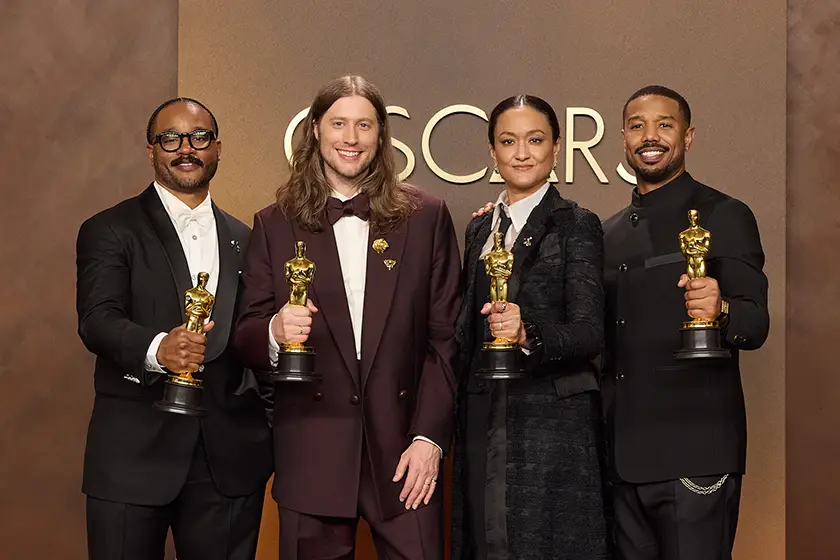 Ryan Coogler, Ludwig Goransson, Autumn Durald Arkapaw, Michael B. Jordan pose backstage with their respective Oscars® during the 98th Oscars® at Dolby® Theatre at Ovation Hollywood on Sunday, March 15, 2026, one of the top highlights, surprises and takeaways of the 2026 Academy Awards according to Loud and Clear Reviews' Oscars recap