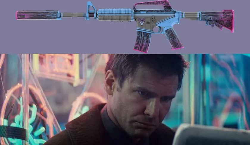The M4A1-S | Decimator skin and a still from the movie Blade Runner