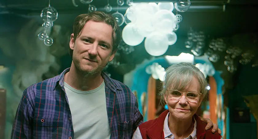 (L to R) Lewis Pullman as Cameron and Sally Field as Tova in Remarkably Bright Creatures