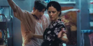 Barry Keoghan and Riley Keough dance in a still from the film Butterfly Jam