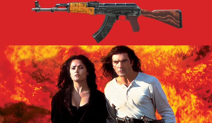 The AK-47 | Cartel CS2 skin and a still from the movie Desperado