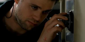 Leo Woodall opens a safe in Tuner