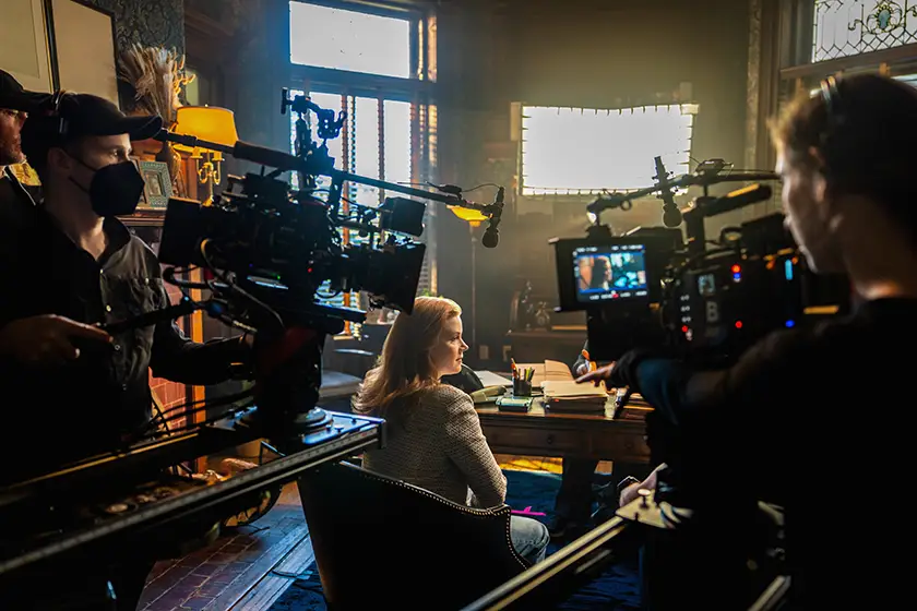 A behind the scenes still of Cape Fear where Eben Bolter (whom we interview) and the team film Amy Adams